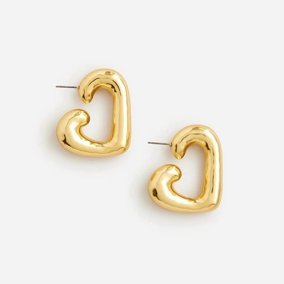 NWT J. Crew Flynn Heart Hoop Earrings with Hypoallergenic Posts - Picture 2 of 11